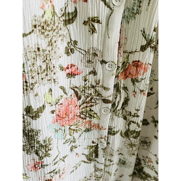 Frye White Floral Button Front Cottage Boho Midi Dress - Picture 5 of 8